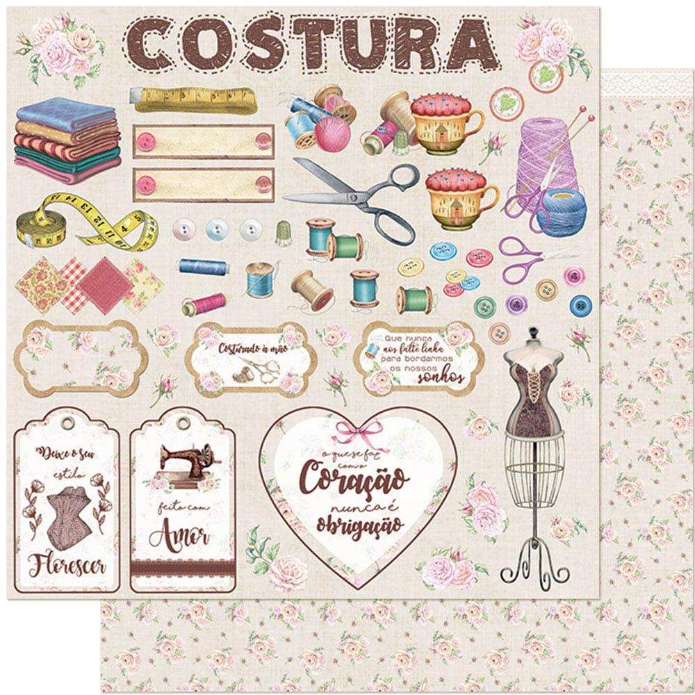 Papel Scrapbook Litoarte SD-1124 Costura 30,5x30,5cm - Palácio da Arte
