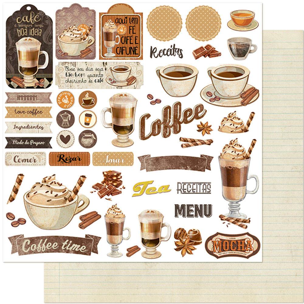 Papel Scrapbook Litoarte SD-1127 Tags Café I 30,5x30,5cm - Palácio da Arte