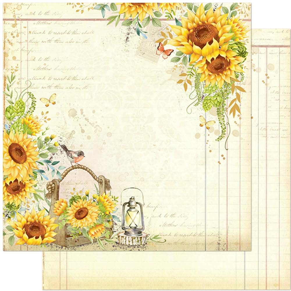 Papel Scrapbook Litoarte SD-1128 Girassol Vintage 30,5x30,5cm - Palácio da Arte