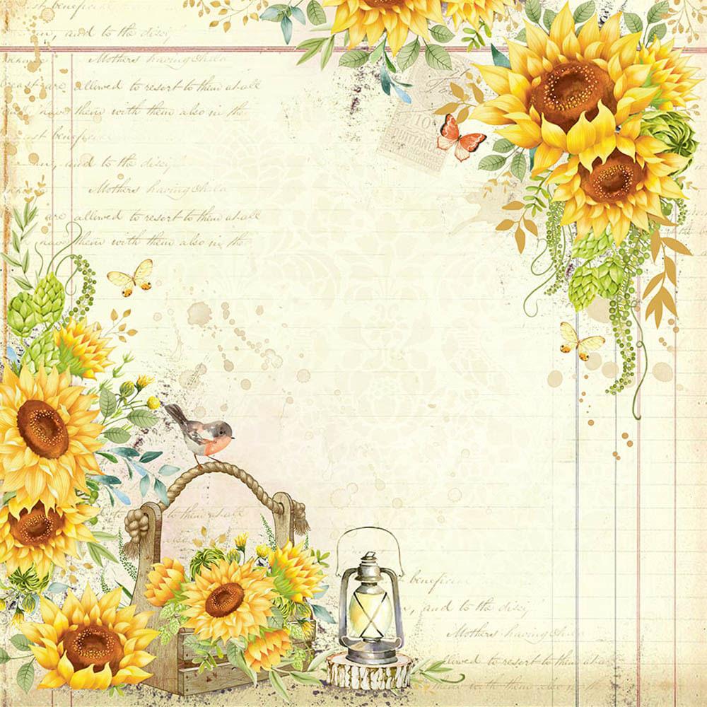 Papel Scrapbook Litoarte SD-1128 Girassol Vintage 30,5x30,5cm - Palácio da Arte