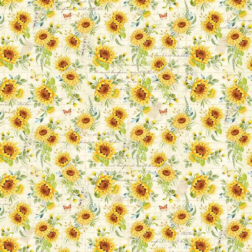 Papel Scrapbook Litoarte SD-1129 Girassol Fundo Parede de Tijolo 30,5x30,5cm - Palácio da Arte