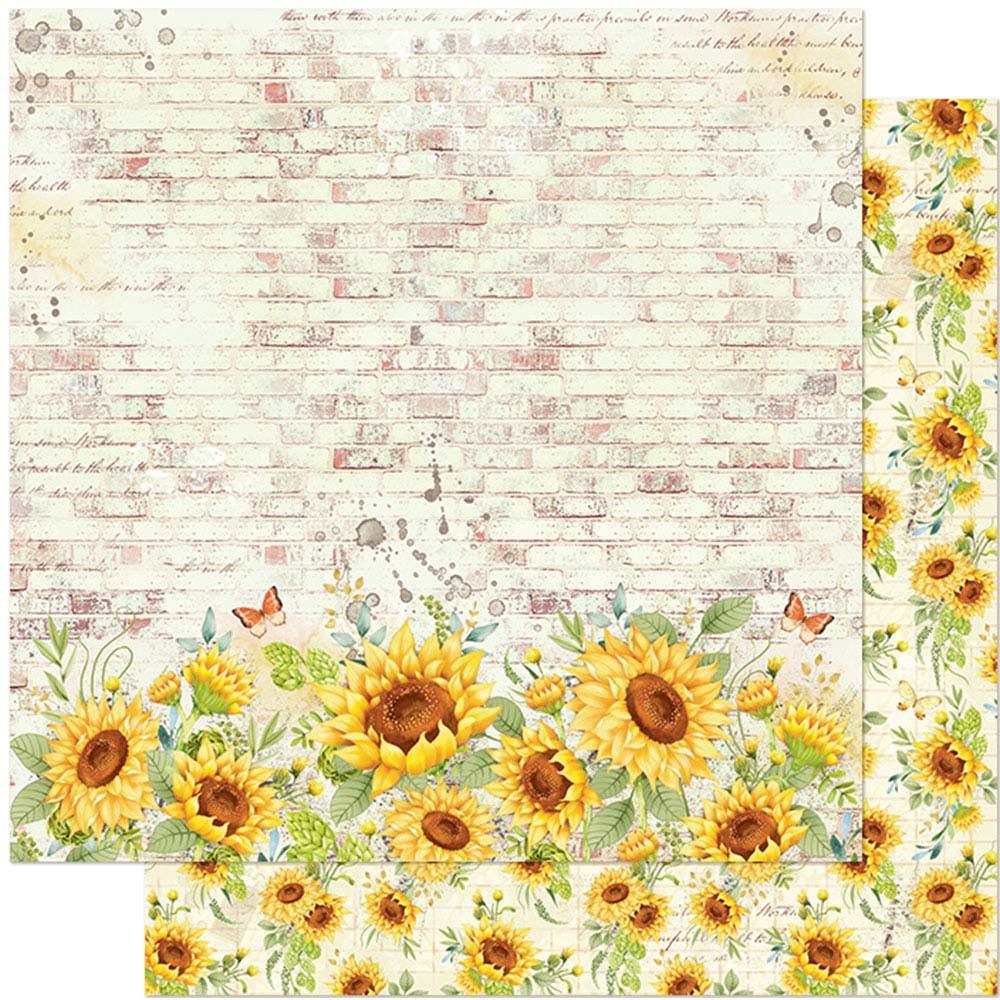 Papel Scrapbook Litoarte SD-1129 Girassol Fundo Parede de Tijolo 30,5x30,5cm - Palácio da Arte