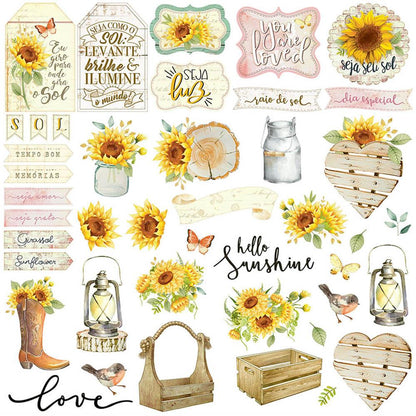 Papel Scrapbook Litoarte SD-1130 Girassol Tags 30,5x30,5cm - Palácio da Arte