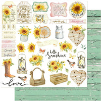 Papel Scrapbook Litoarte SD-1130 Girassol Tags 30,5x30,5cm - Palácio da Arte