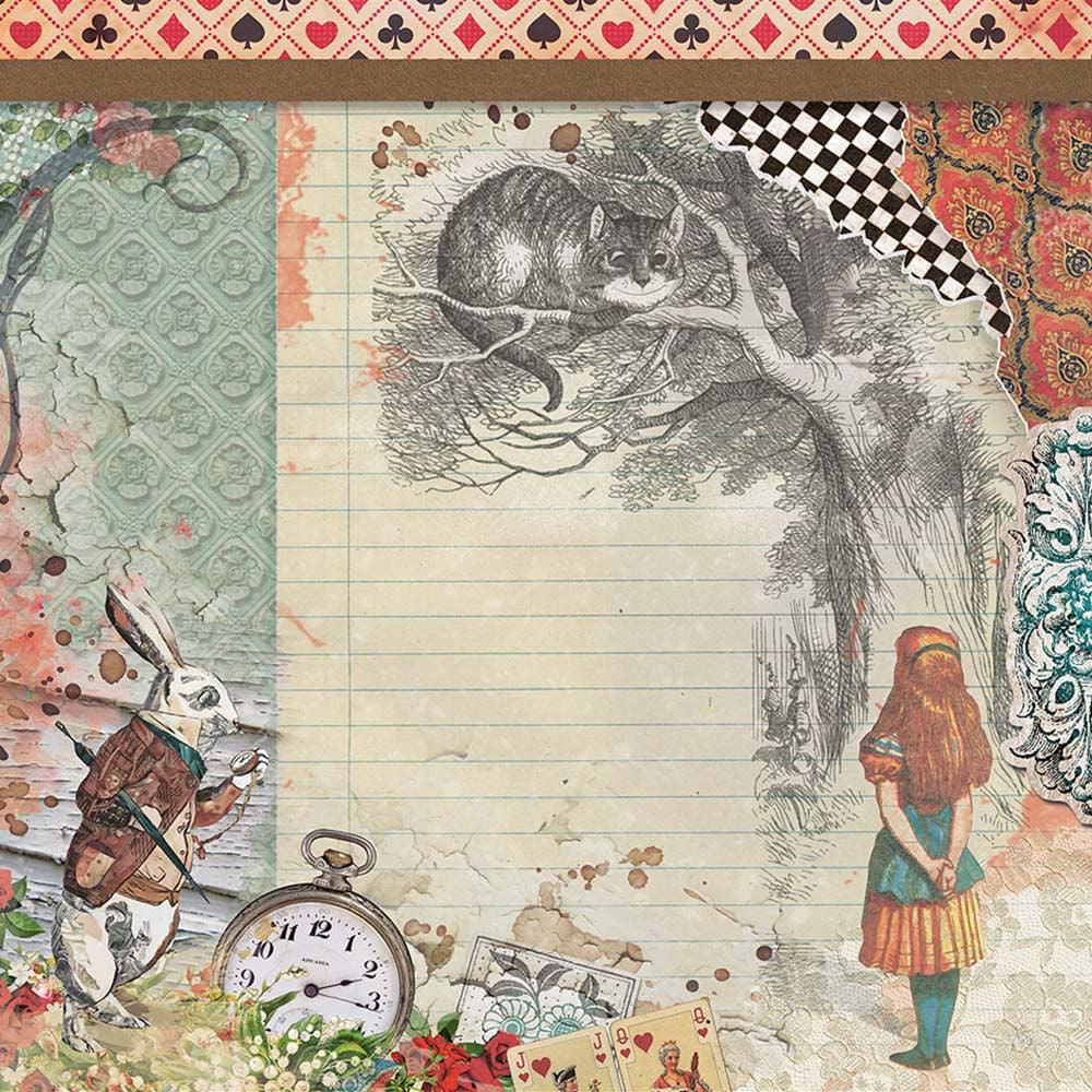 Papel Scrapbook Litoarte SD-1131 Alice, Gato e Coelho 30,5x30,5cm - Palácio da Arte