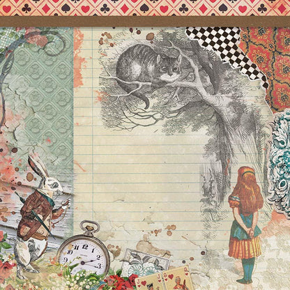 Papel Scrapbook Litoarte SD-1131 Alice, Gato e Coelho 30,5x30,5cm - Palácio da Arte