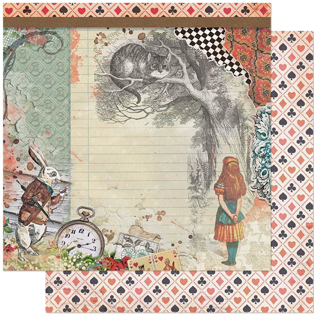Papel Scrapbook Litoarte SD-1131 Alice, Gato e Coelho 30,5x30,5cm - Palácio da Arte