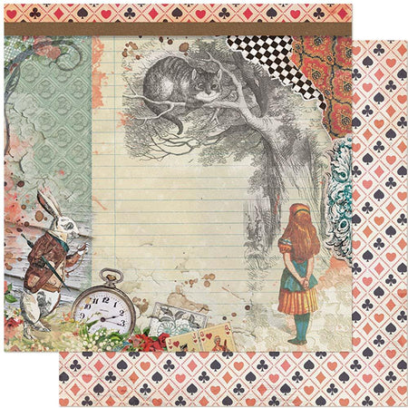 Papel Scrapbook Litoarte SD-1131 Alice, Gato e Coelho 30,5x30,5cm - Palácio da Arte