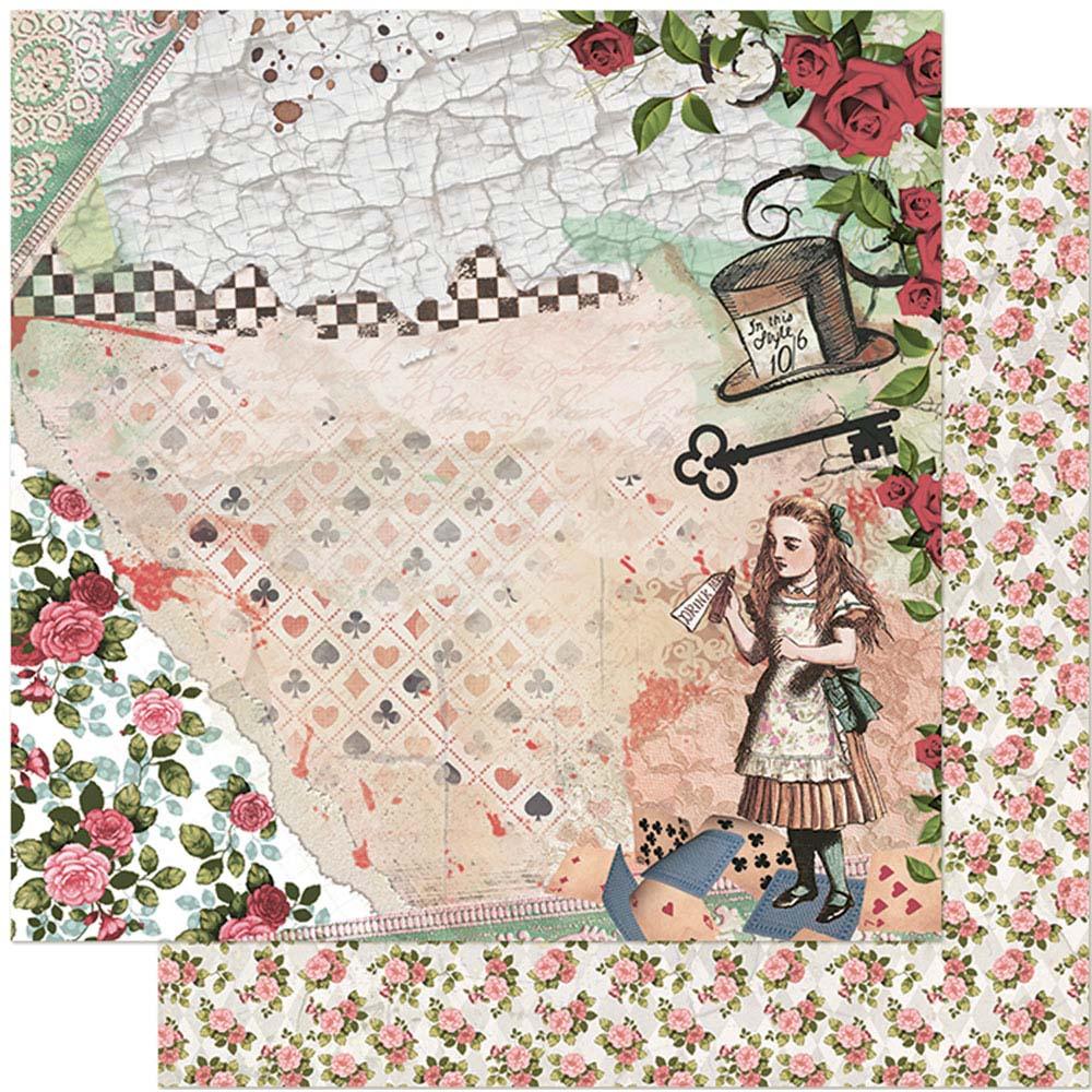 Papel Scrapbook Litoarte SD-1132 Alice, Chave e Rosas 30,5x30,5cm - Palácio da Arte