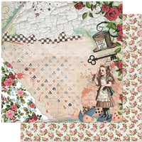 Papel Scrapbook Litoarte SD-1132 Alice, Chave e Rosas 30,5x30,5cm - Palácio da Arte
