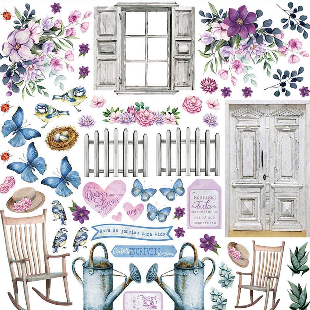 Papel Scrapbook Litoarte SD-1145 Porta com Cadeira Recortes 30,5x30,5cm - Palácio da Arte