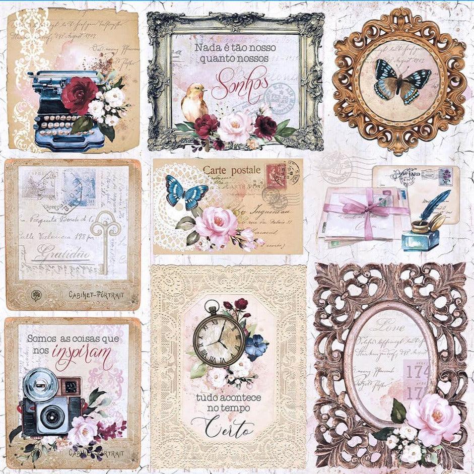 Papel Scrapbook Litoarte SD-1254 Quadros Vintage 30,5x30,5cm - Palácio da Arte