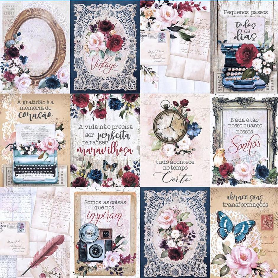 Papel Scrapbook Litoarte SD-1255 Elementos Vintage II 30,5x30,5cm - Palácio da Arte