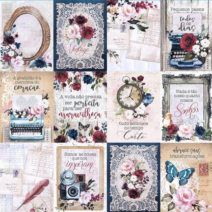 Papel Scrapbook Litoarte SD-1255 Elementos Vintage II 30,5x30,5cm - Palácio da Arte