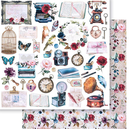 Papel Scrapbook Litoarte SD-1256 Elementos Vintage 30,5x30,5cm - Palácio da Arte