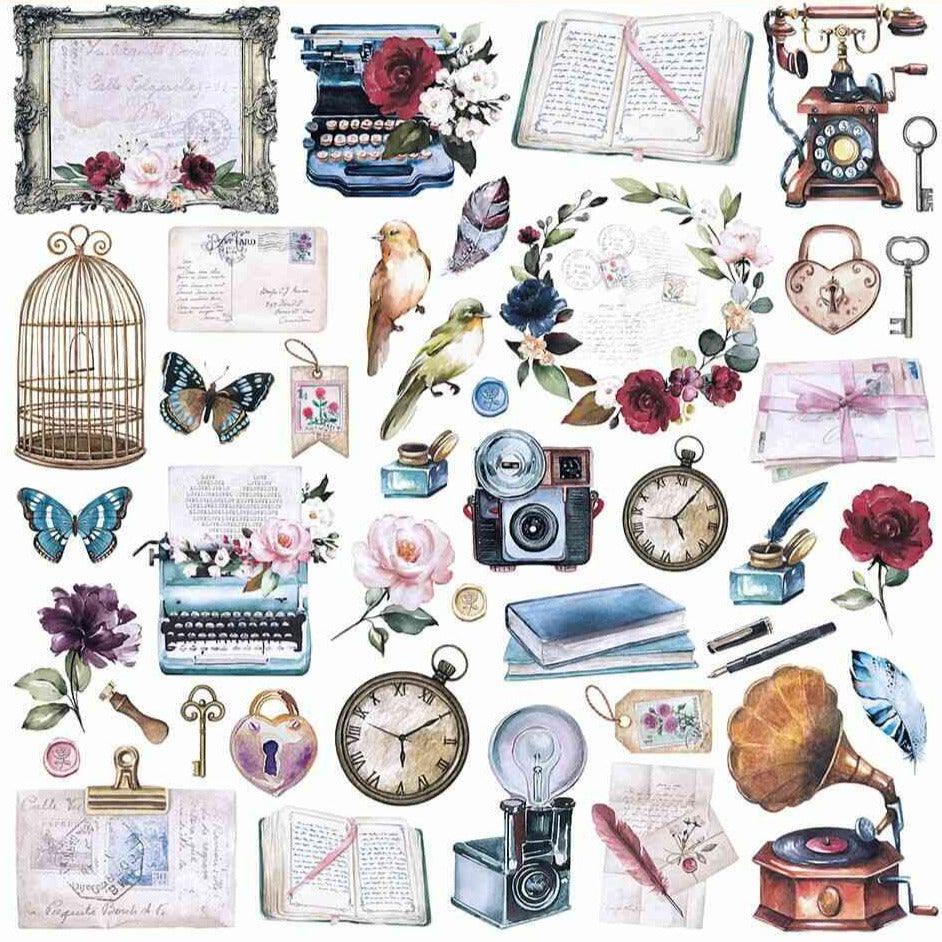 Papel Scrapbook Litoarte SD-1256 Elementos Vintage 30,5x30,5cm - Palácio da Arte