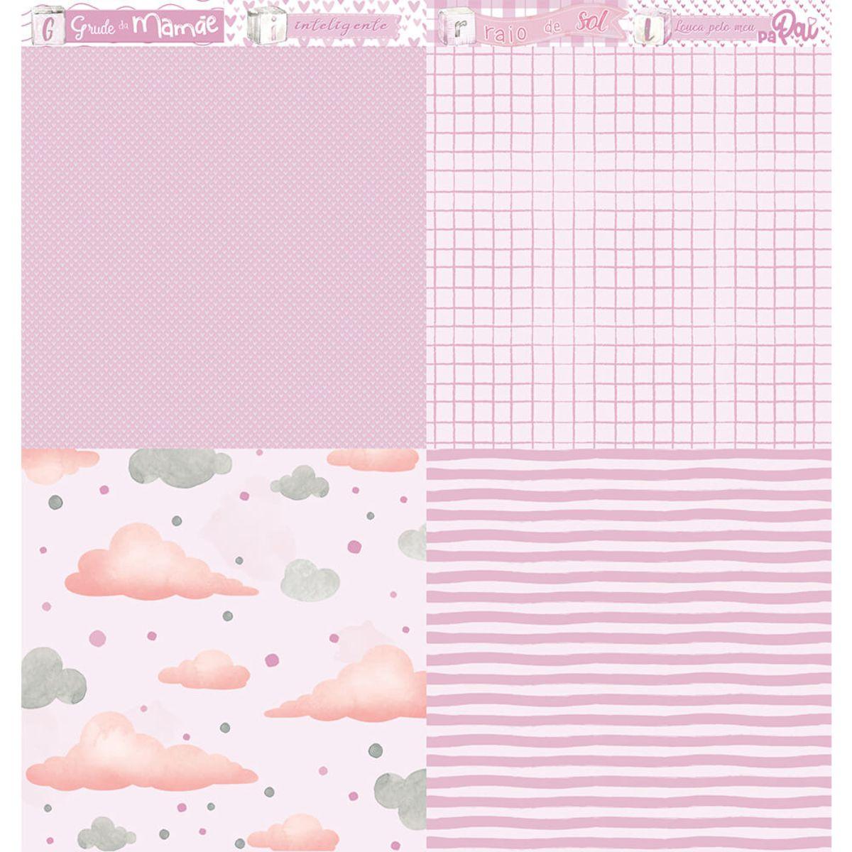 Papel Scrapbook Litoarte SD-1291 Pacotinho de Amor Menina Urso Rosa 30,5x30,5cm - Palácio da Arte