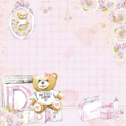 Papel Scrapbook Litoarte SD-1291 Pacotinho de Amor Menina Urso Rosa 30,5x30,5cm - Palácio da Arte