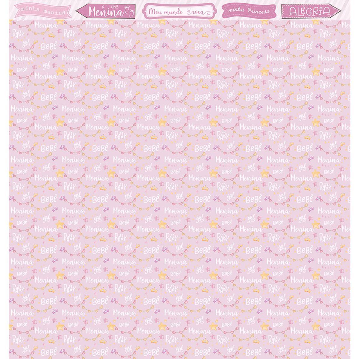Papel Scrapbook Litoarte SD-1294 Pacotinho de Amor Menina Baby Girl 30,5x30,5cm - Palácio da Arte