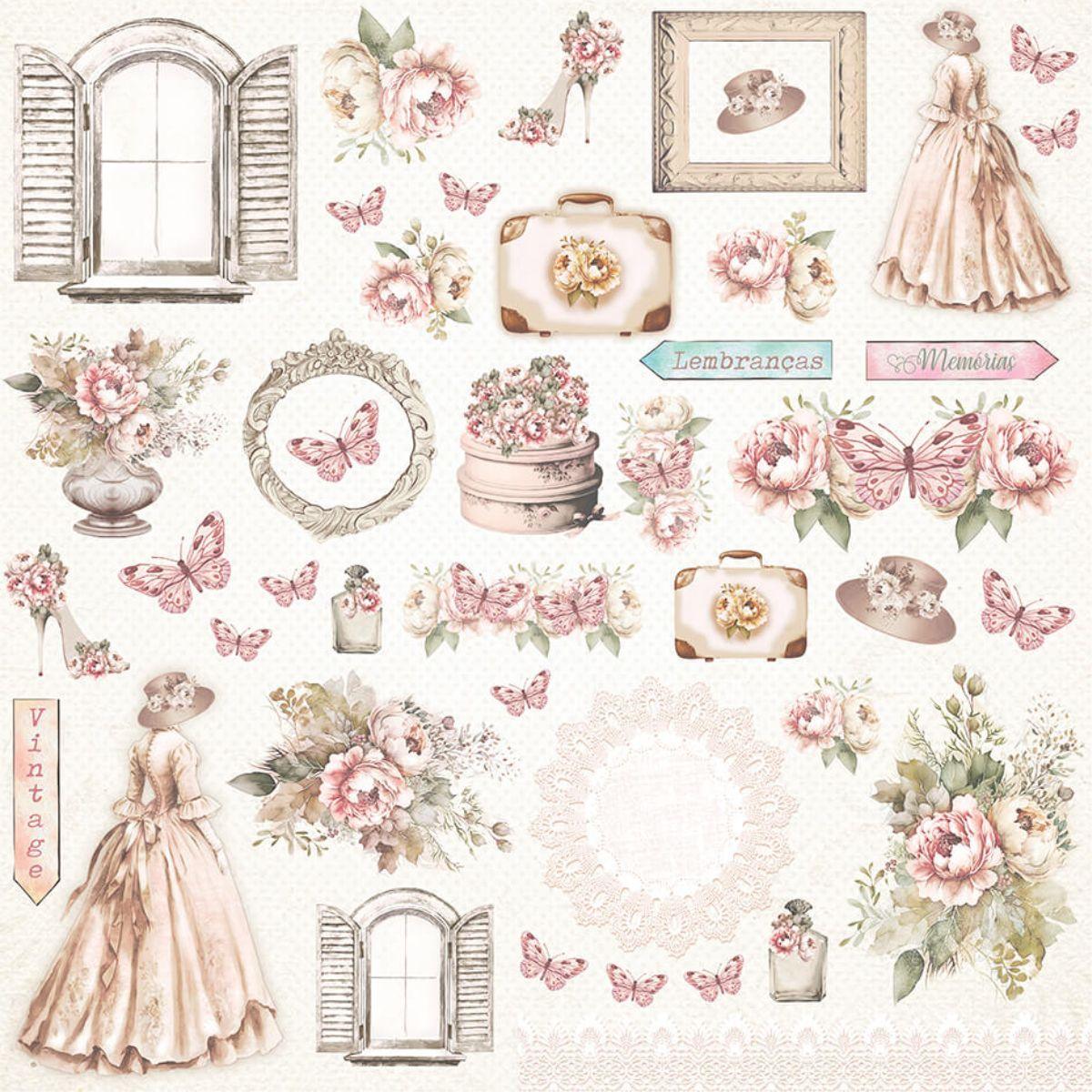 Papel Scrapbook Litoarte SD-1298 Meu Sonho Vintage Recorte 30,5x30,5cm - Palácio da Arte