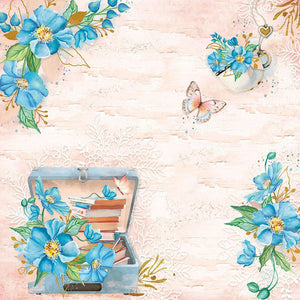 Papel Scrapbook Litoarte SD1-088 Flores Azuis 30,5x30,5cm - Palácio da Arte