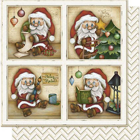 Papel Scrapbook Litoarte SDN-084 Natal Papai Noel Pequeno em Quadros 30,5x30,5cm - Palácio da Arte