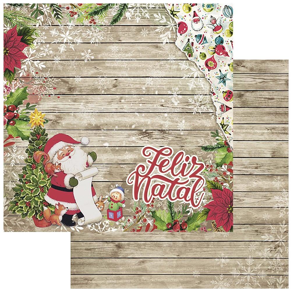 Papel Scrapbook Litoarte SDN-123 Feliz Natal Papai Noel 30,5x30,5cm - Palácio da Arte