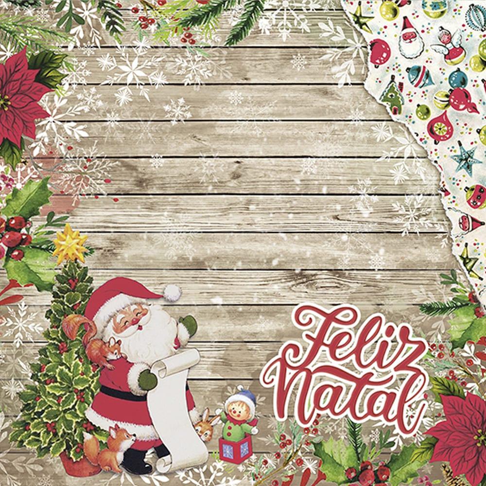 Papel Scrapbook Litoarte SDN-123 Feliz Natal Papai Noel 30,5x30,5cm - Palácio da Arte