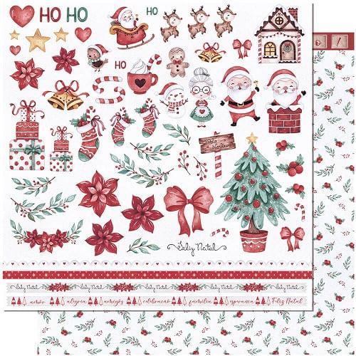 Papel Scrapbook Litoarte SDN-137 Feliz Natal Vintage Folha Recorte 30,5x30,5cm - Palácio da Arte