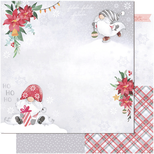 Papel Scrapbook Litoarte SDN-142 Natal Papai Noel e Gnomo 30,5x30,5cm - Palácio da Arte