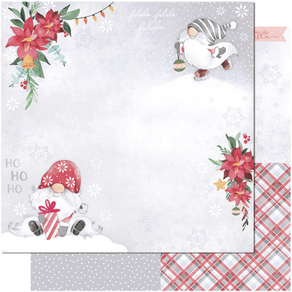 Papel Scrapbook Litoarte SDN-142 Natal Papai Noel e Gnomo 30,5x30,5cm - Palácio da Arte