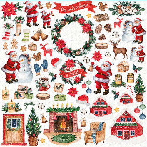 Papel Scrapbook Litoarte SDN-149 Natal Elementos Natalino 30,5x30,5cm - Palácio da Arte