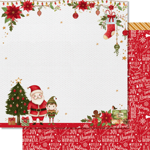 Papel Scrapbook Litoarte SDN-150 Natal Papai Noel e Gnomo 30,5x30,5cm - Palácio da Arte