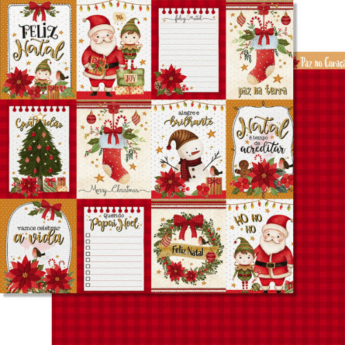 Papel Scrapbook Litoarte SDN-152 Natal Cards 30,5x30,5cm - Palácio da Arte