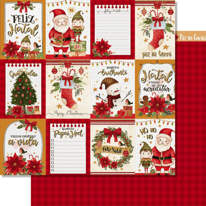 Papel Scrapbook Litoarte SDN-152 Natal Cards 30,5x30,5cm - Palácio da Arte