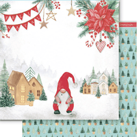 Papel Scrapbook Litoarte SDN-158 Natal Gnomo e Árvores 30,5x30,5cm - Palácio da Arte
