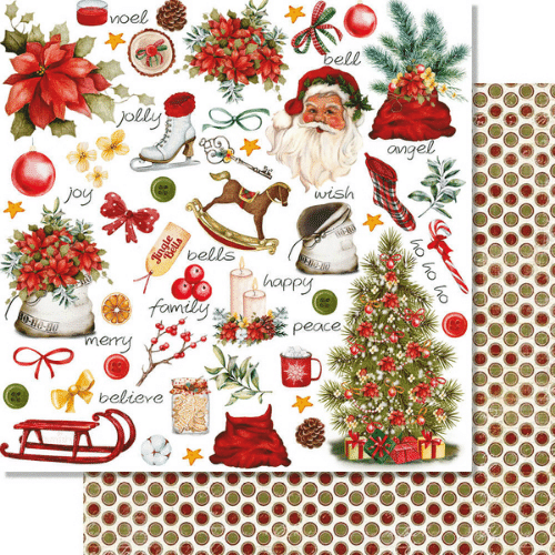 Papel Scrapbook Litoarte SDN-165 Natal Ícones Natalinos 30,5x30,5cm - Palácio da Arte