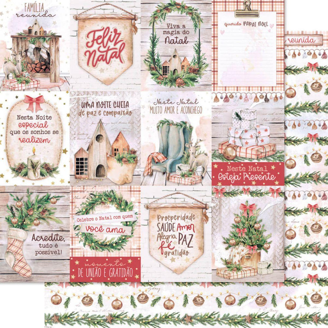 Papel Scrapbook Litoarte SDN-168 Natal Tags Natalinos 30,5x30,5cm - Palácio da Arte