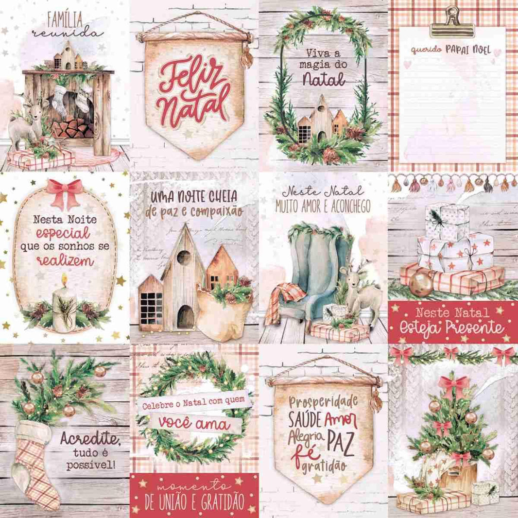Papel Scrapbook Litoarte SDN-168 Natal Tags Natalinos 30,5x30,5cm - Palácio da Arte