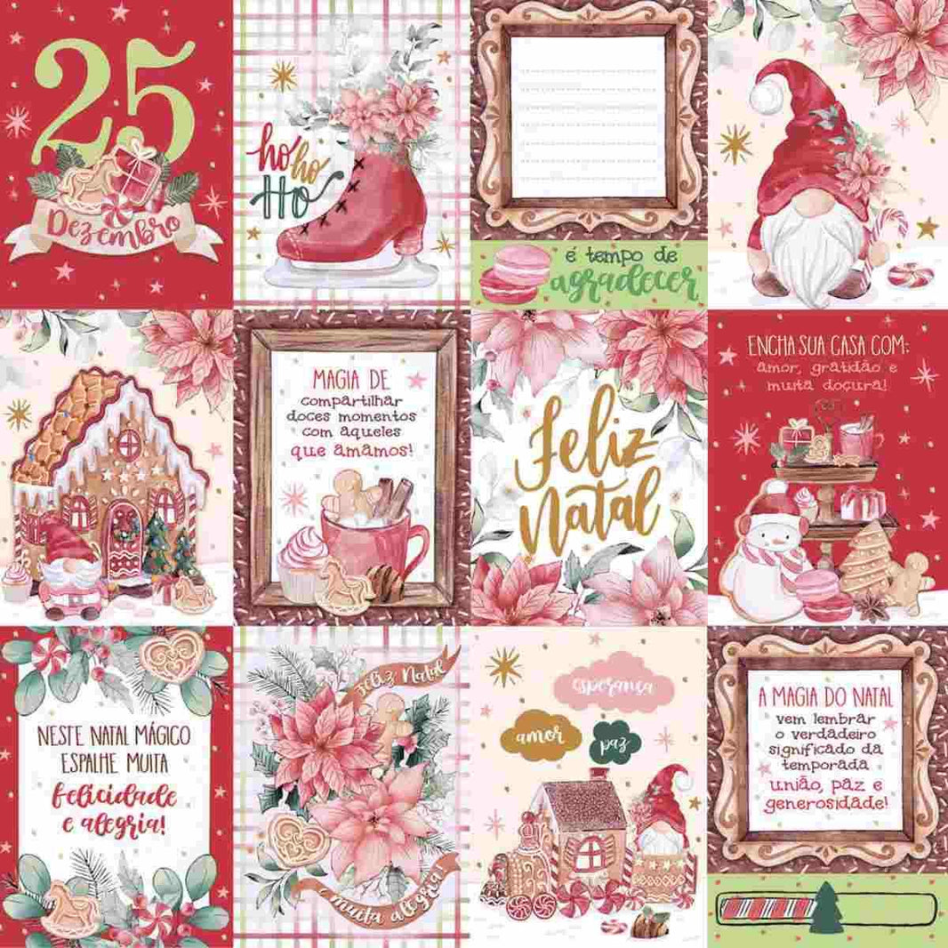 Papel Scrapbook Litoarte SDN-172 Tags Natal 30,5x30,5cm - Palácio da Arte