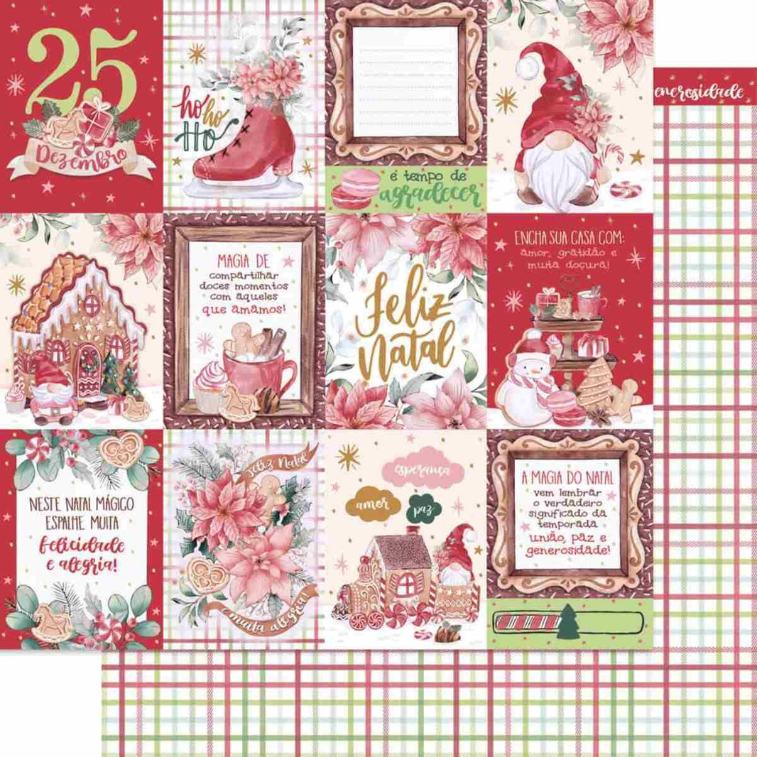 Papel Scrapbook Litoarte SDN-172 Tags Natal 30,5x30,5cm - Palácio da Arte