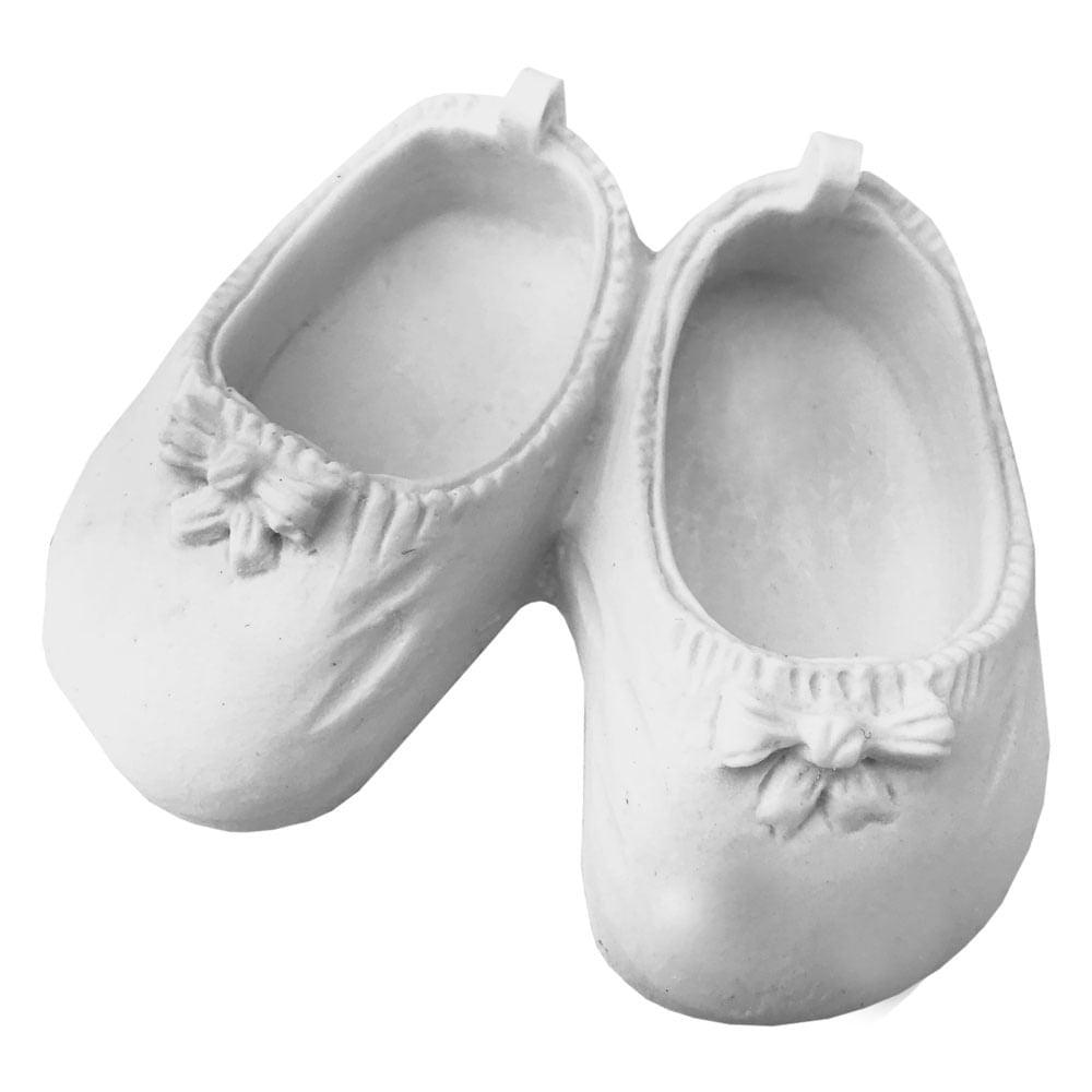 Par de Sapatos de Bebê com Laço 8,5x7x3cm Resina - Palácio da Arte