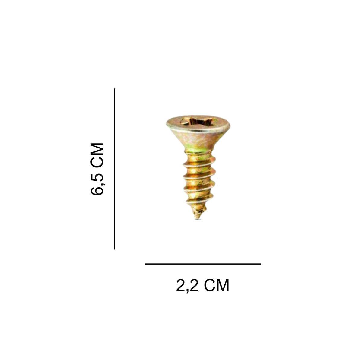 Parafuso Cabeça Chato 2,2x6,5mm Dourado Kit com 10 peças - Palácio da Arte