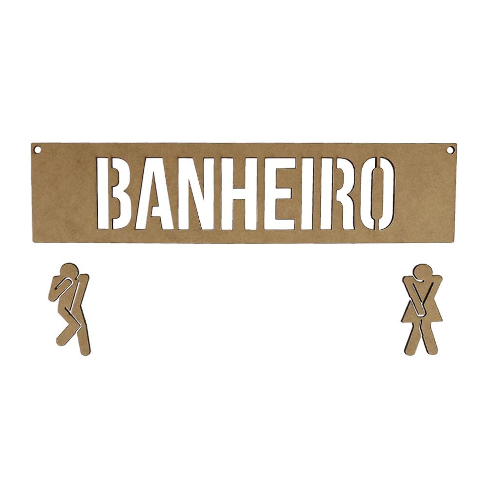 Placa Banheiro Feminino e Masculino 30x7cm em MDF - Palácio da Arte