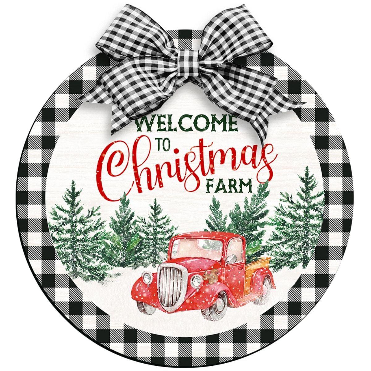 Placa Decorativa Litoarte DHN-058 Natal Guirlanda Welcome To Christmas Farm 29x29cm - Palácio da Arte