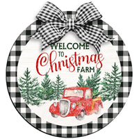 Placa Decorativa Litoarte DHN-058 Natal Guirlanda Welcome To Christmas Farm 29x29cm - Palácio da Arte