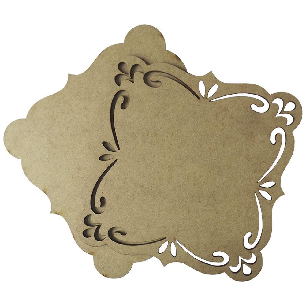 Placa Quadrada Trabalhada Natural para Estampar 15x15cm em MDF com 2 peças - Palácio da Arte