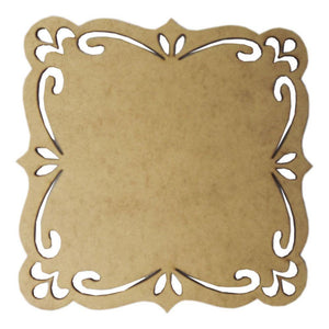 Placa Quadrada Trabalhada Natural para Estampar 15x15cm em MDF com 2 peças - Palácio da Arte