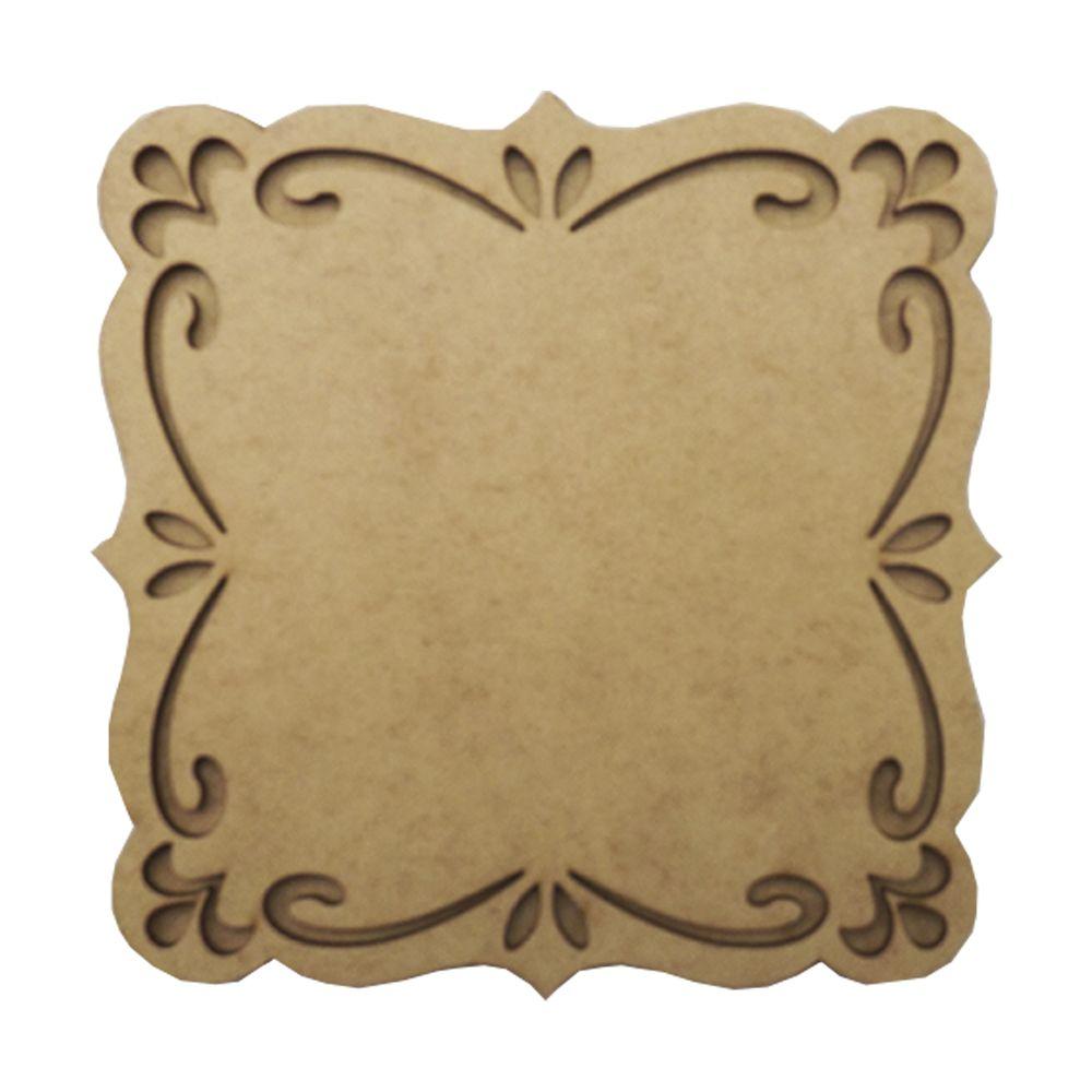 Placa Quadrada Trabalhada Natural para Estampar 15x15cm em MDF com 2 peças - Palácio da Arte