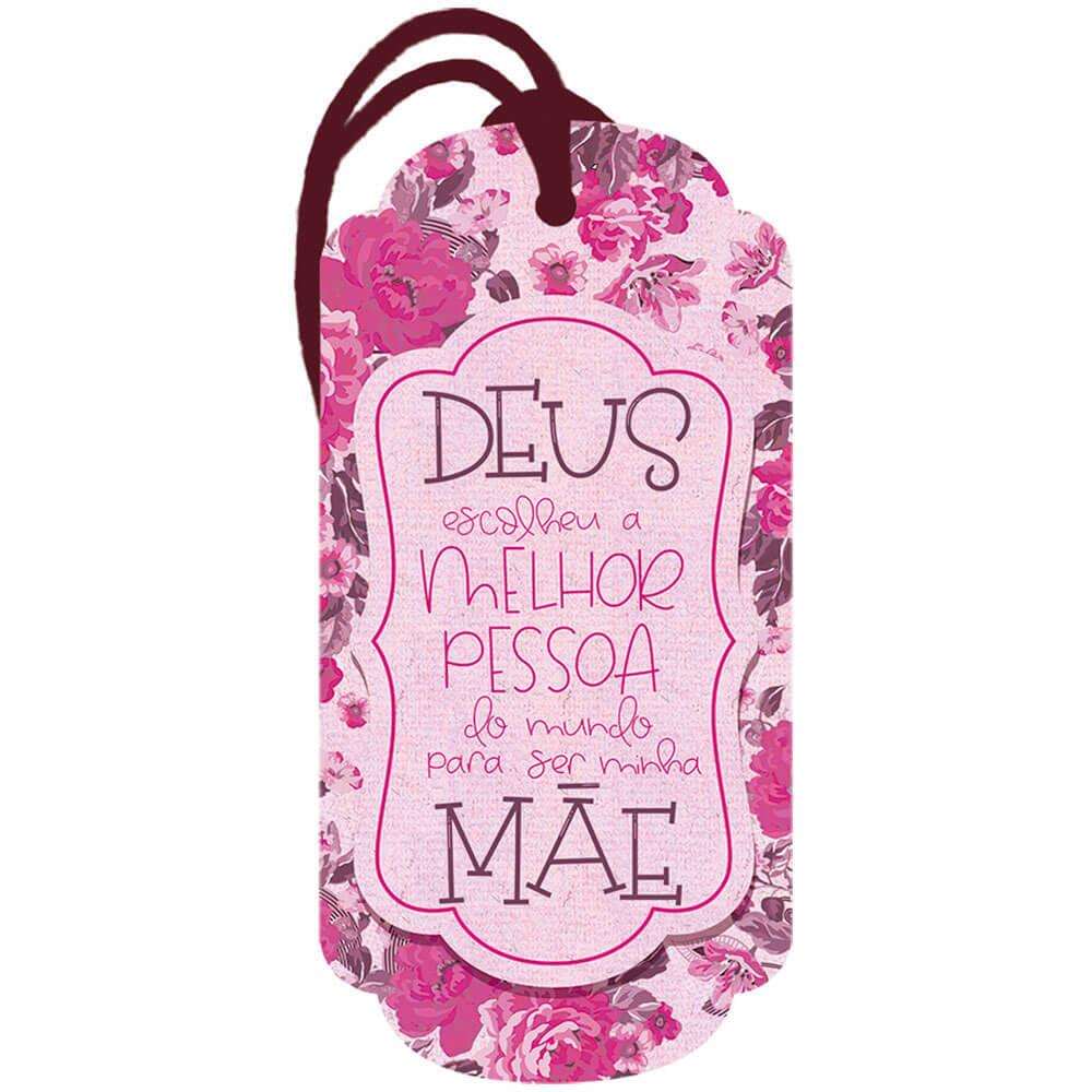 Placa TAG Decorativa Litoarte DHT2-160 Dia das Mães, Deus Escolheu 14,3x7cm - Palácio da Arte